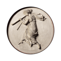 a relief depicting a woman playing a flute
