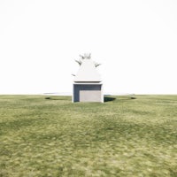 a 3d model of a house in the middle of a grassy field