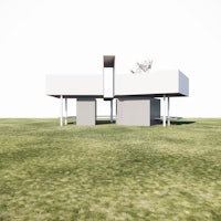 a 3d model of a house on a grassy field