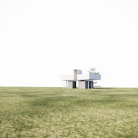 a 3d model of a house in a grassy field