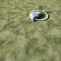 a 3d model of a house in the middle of a field