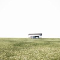 a 3d model of a house in the middle of a field