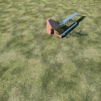 a 3d model of a bench in a grassy field