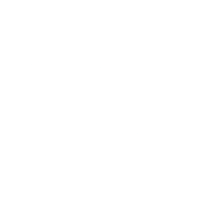 a white logo with a knife on it