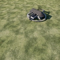 a 3d model of a house in the middle of a field